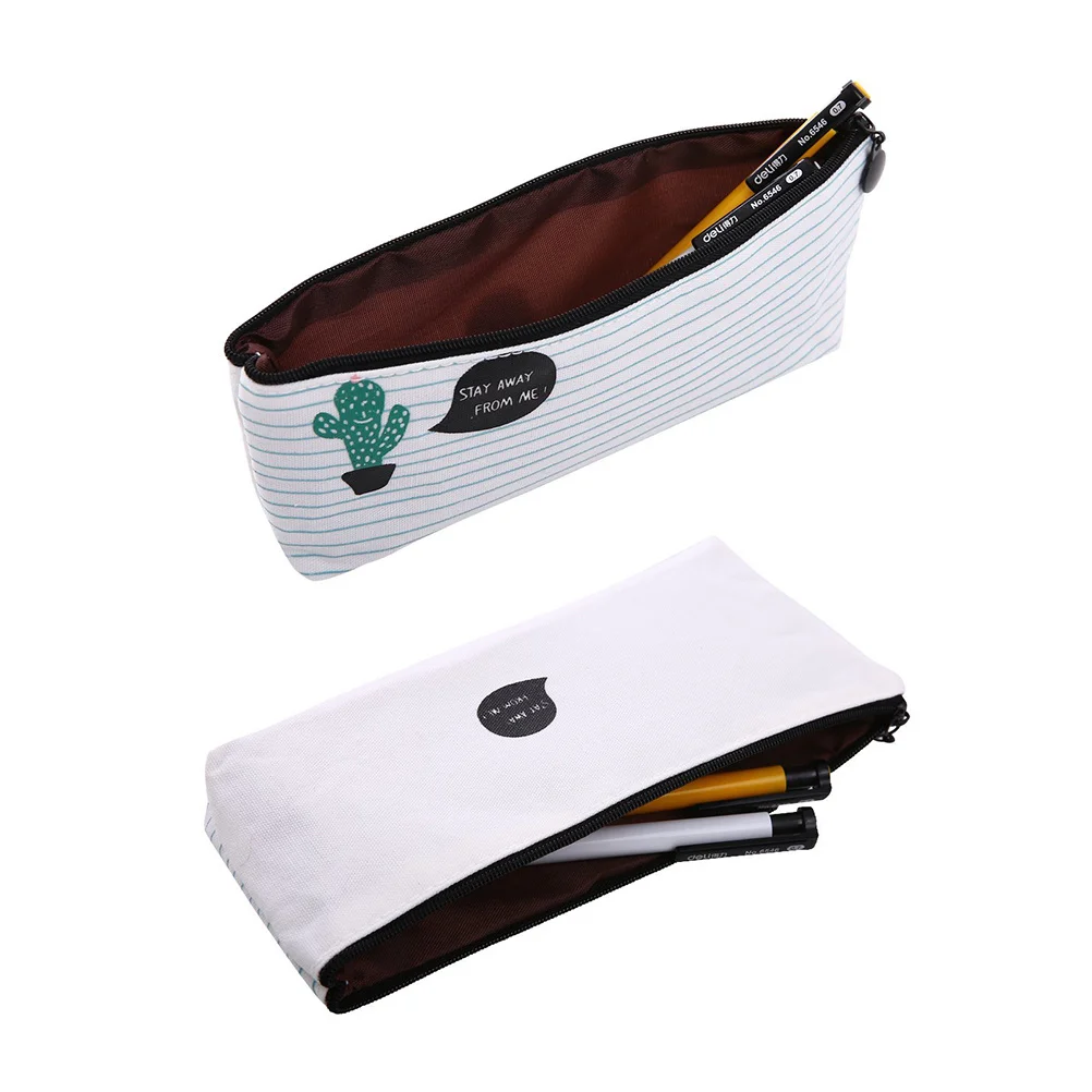 

3Pcs Premium Canvas Cactus Pencil Case Pen Bag Multi Functional Storage Pouch for Cosmetics Phones Coins School Office