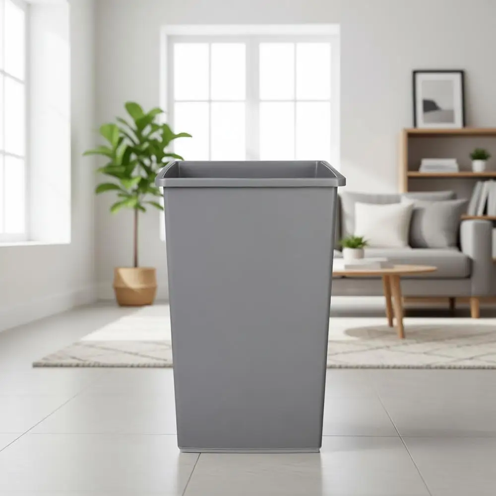 

25-галлонный серый контейнер для отходов с открытым верхом, пластиковые мусорные баки, упаковка из 2 штук