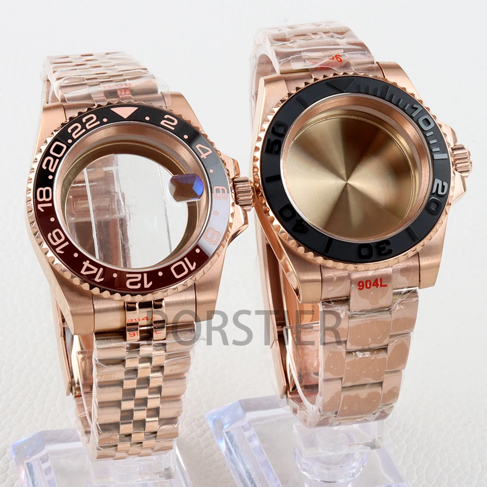 NH35 Watch Case 40mm Sapphire Glass Jubilee/Oyster Strap Stainless Steel for SUB GMT Yacht-Matser NH34 NH35 NH36 NH38 Movement