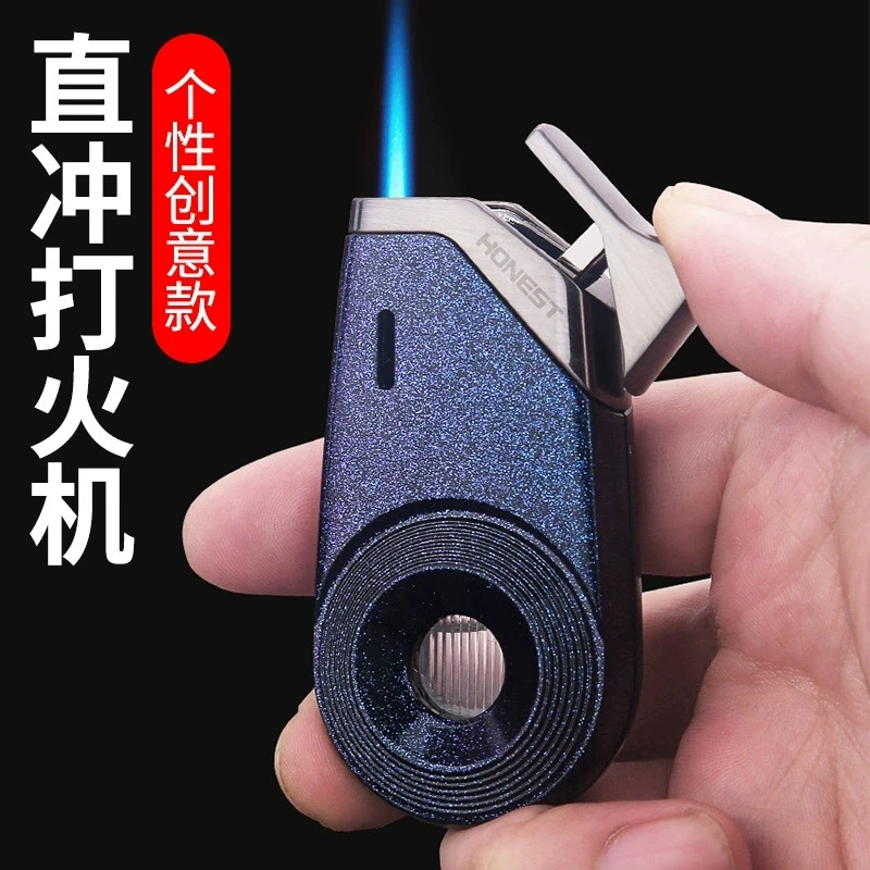 Briquet torche coupe-vent au butane en métal HONEST, briquet créatif pour cigares avec design, accessoires pour fumeurs, outils, cadeaux de festival