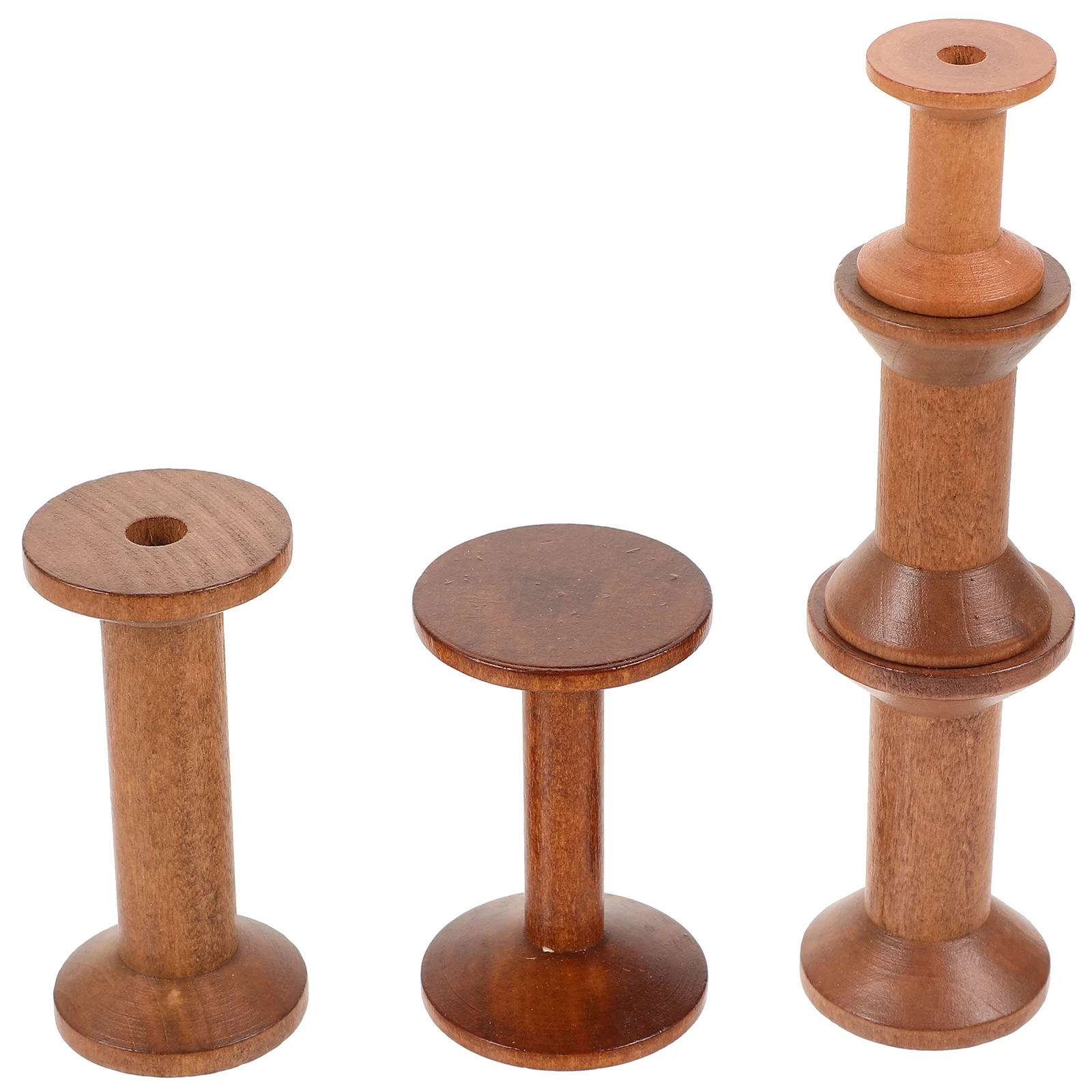 5 Pcs Spool Embroidery Weaving Bobbins Wood Yarn Holder Wooden Household Thread Rack