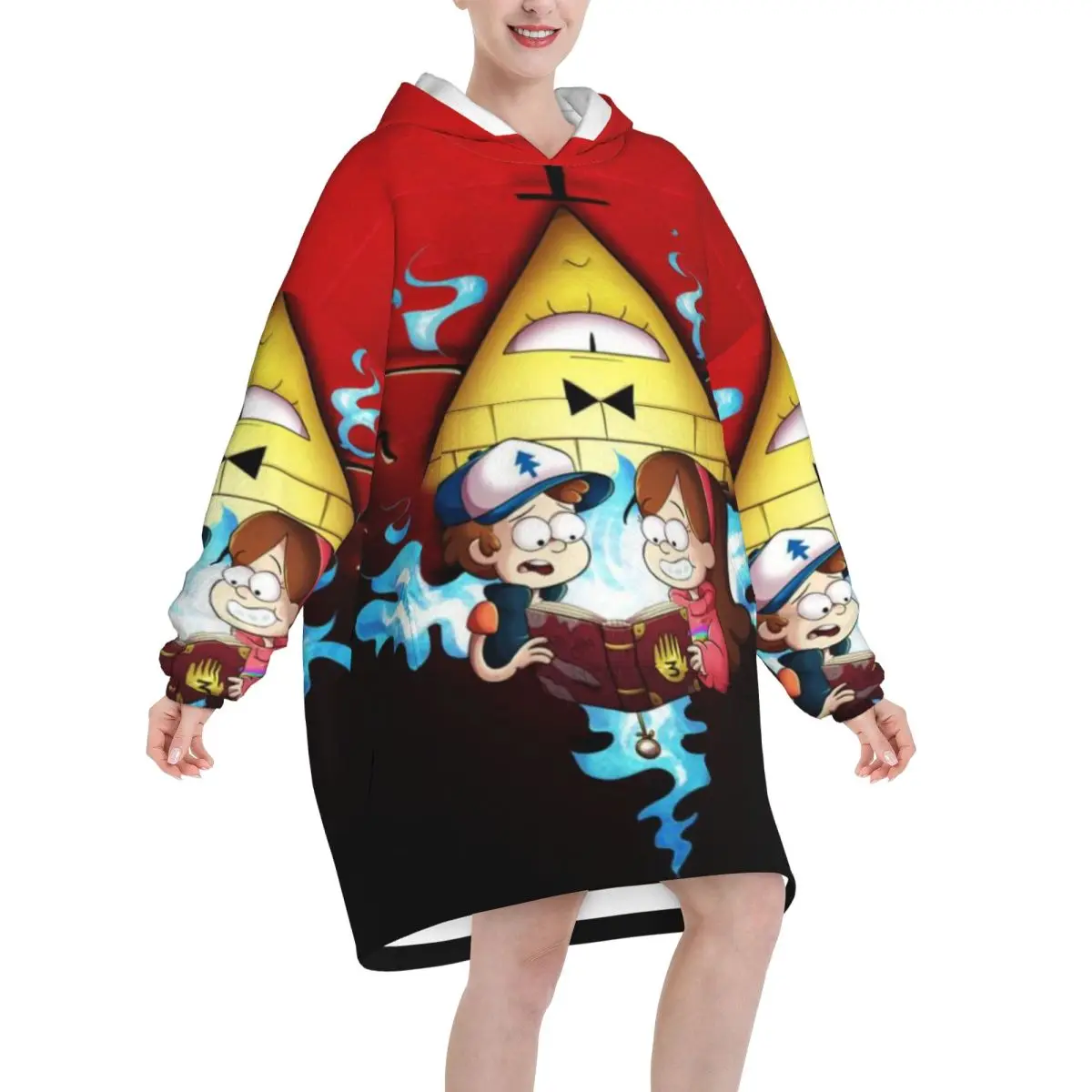 Gravitys Falls Oversized Blanket Hoodie Sweatshirt Long Fleece Hooded Wearable Blanket with Large Pocket for Women Men