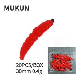 MUKUN 20PCS Soft Fishing Lure Worms Silicone Baits 0.4g/30mm Artificial Bait Jigging Wobblers Bass Carp Pesca Fishing Tackle