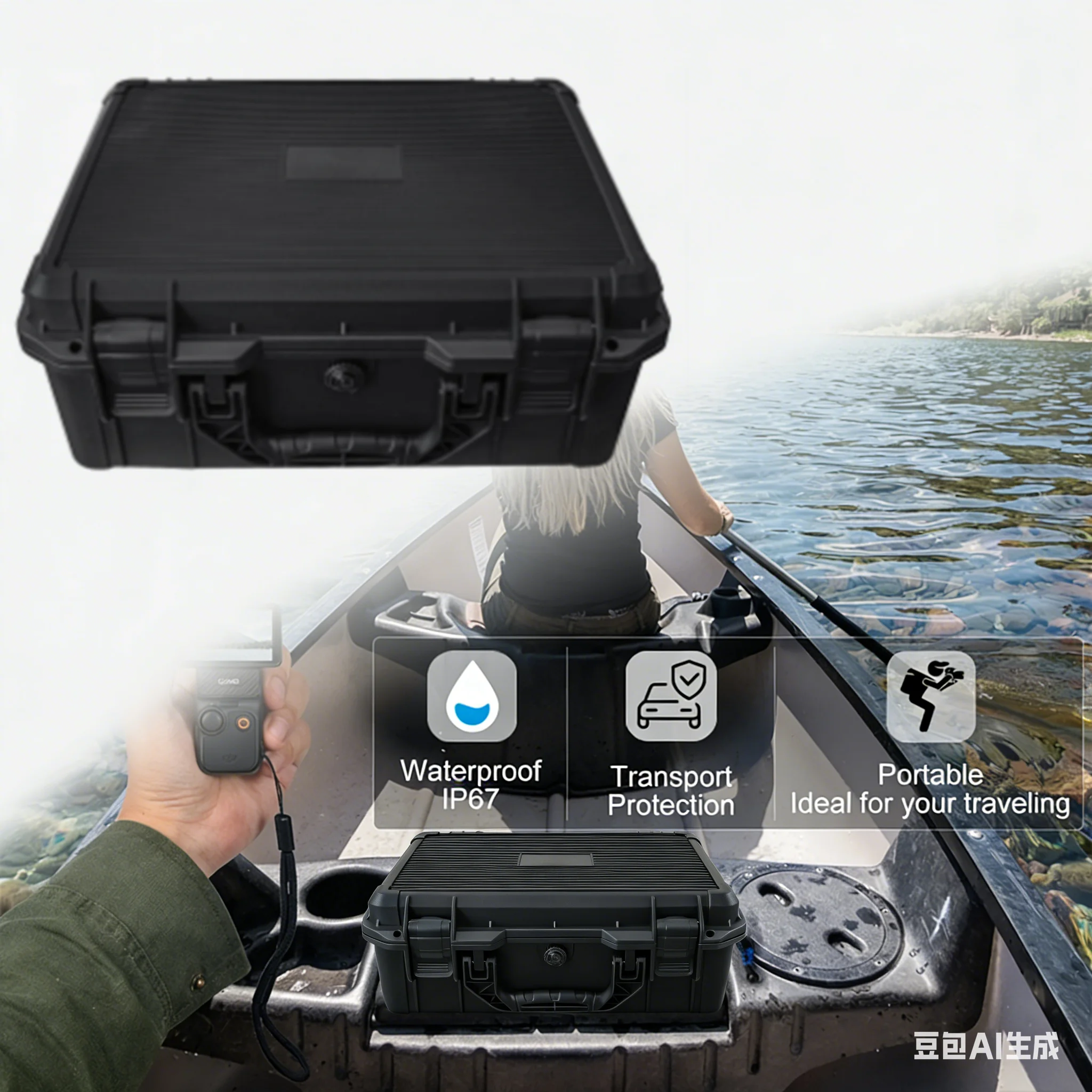 Waterproof and Durable Black Camera/tool Suitcase, Customizable Foam Interior, Portable, Safe Storage Case, Shock Resistant Case