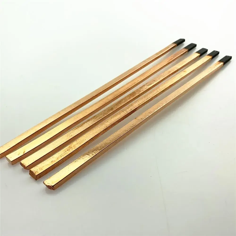 5pcs Carbon Rod Graphite Electrode Copper Plating Circular Flat Carbon Rod Welding Bar Sheet Metal Repair Rod 8m