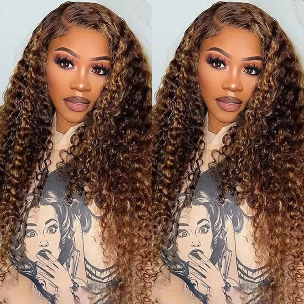 

5x5 Lace Front Wig Deep Wave 1B/30 Brazilian Hair 200 Density Pre Plucked Invisible Lace Breathable Cap No Glue Needed For Wome