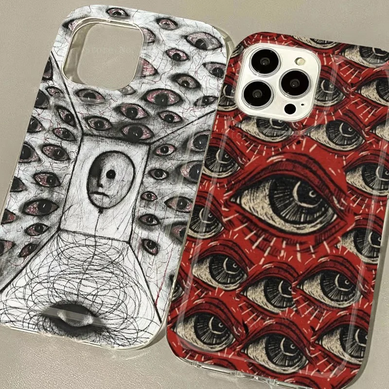 A 34 54 33 53 Clear Scary Evil Eyes Soft Silicone Case for Samsung Galaxy S24 S23 Ultra S22 S21 FE S20 S10 Plus Note 20 10 Cover