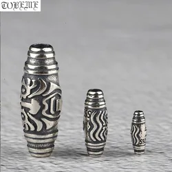100% 925 Silver Zaki Lam DZI Bead Silver Tibetan Jazlam Beads Sterling Good Luck Wealth Buddha Beads DIY Jewelry Findings