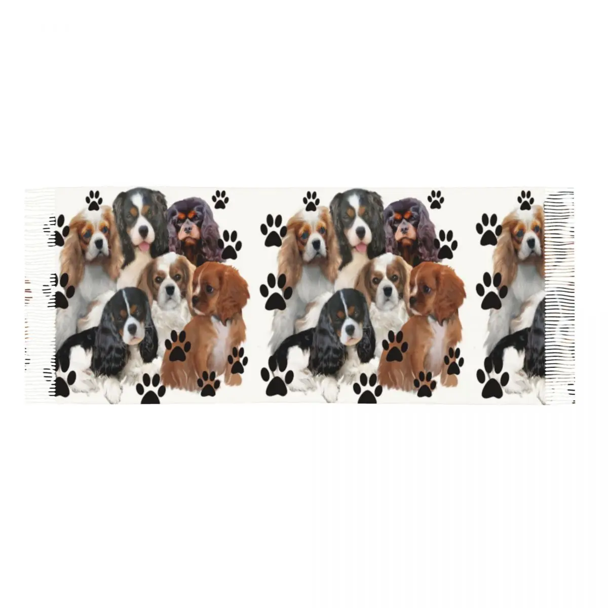 Cavalier King Charles Spaniel Scarf Women Stylish Winter Fall Wrap Shawl Family Group Dog Lover Tassel Wraps