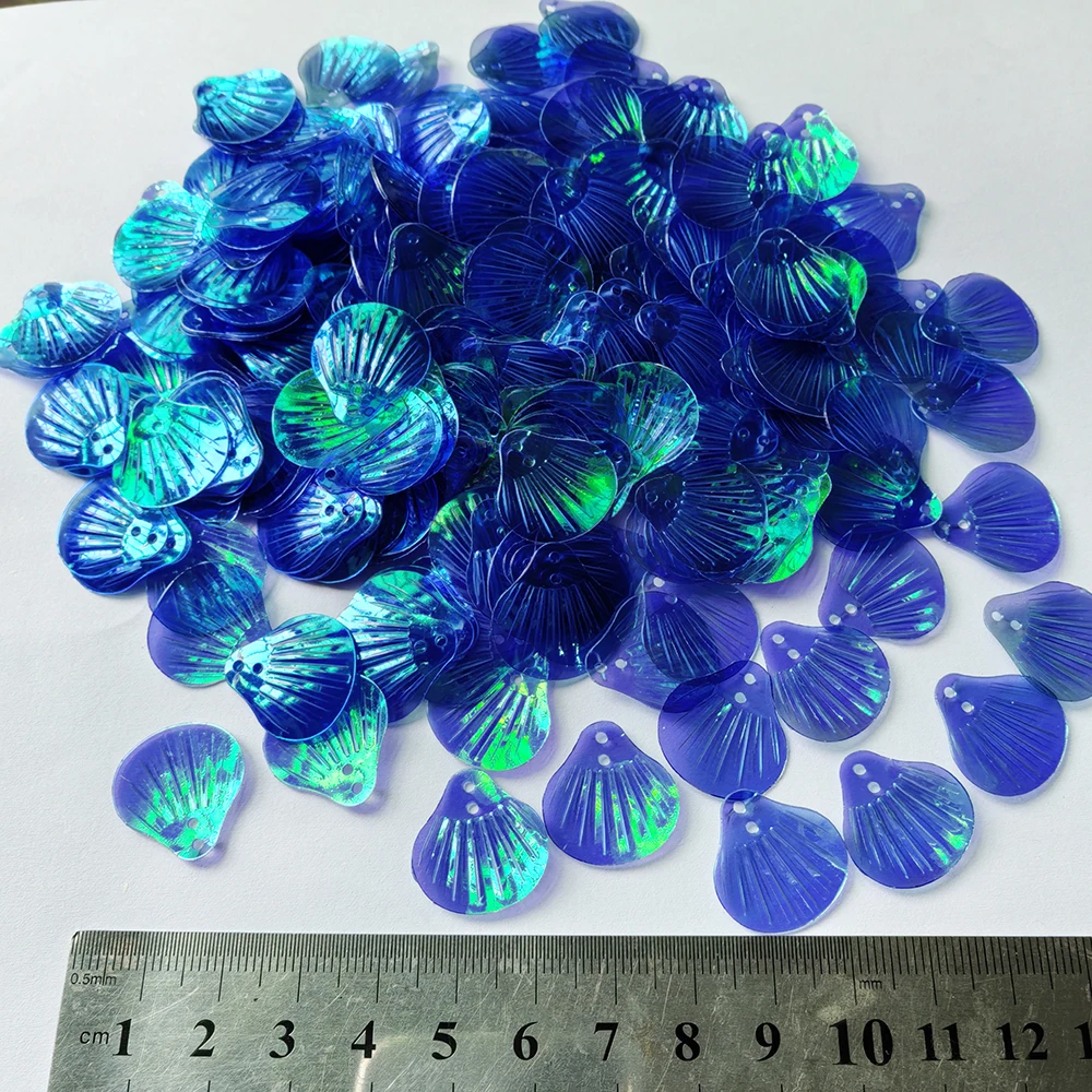 50g 18mm Transparent Dark Blue Shell Sequins Loose PVC Paillettes for Crafts Children Sewing DIY Dress Clothing Accessories