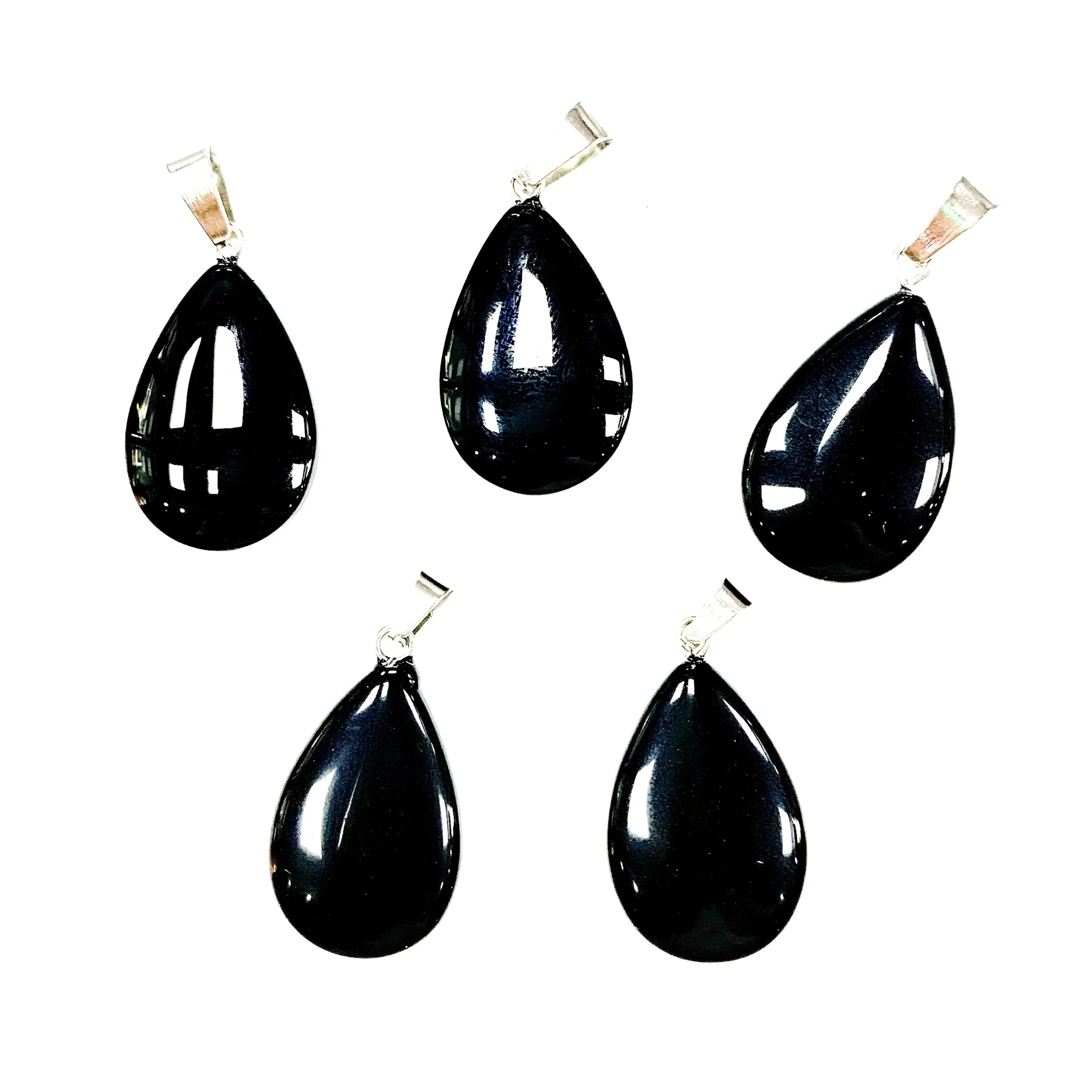 10 Pieces of Obsidian Glass Droplet-Shaped Pendants, Suitable for DIY Necklaces, Bracelets, Jewelry Making, and Party Decoration