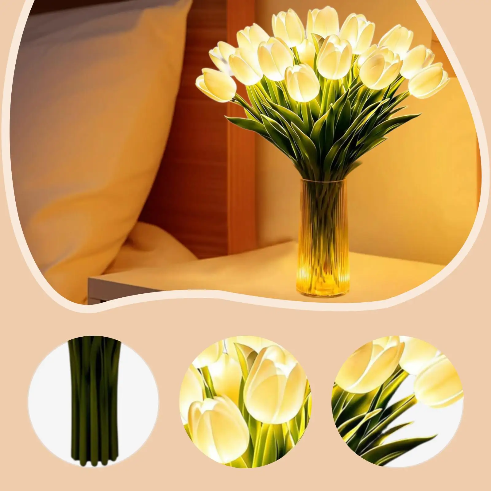 Realistic Bouquets Flower Light Soft PU Material Ambient Night Lamp for Wedding Party Home Table Arrangement Decorations
