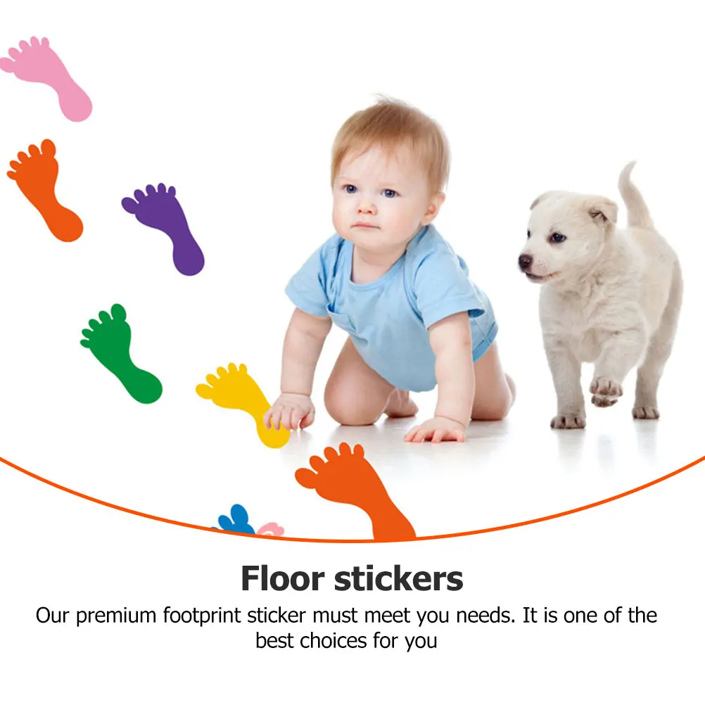 

12 Pairs Pvc Footprint Waterproof Thick Floor Decals Kids School Decorative Stair Stickers Colorful Baby Footprint Floor