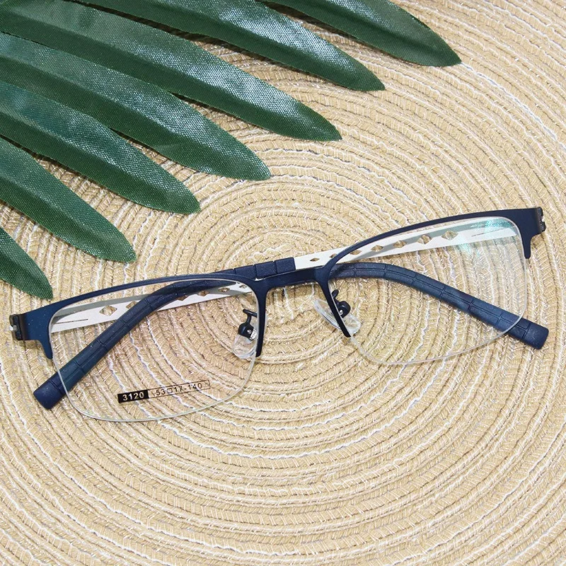 

Men Alloy Prescription Eyeglasses Women Metal Square Glasses Anti-Blu- Light Myopia/Hyperopia Eyewear