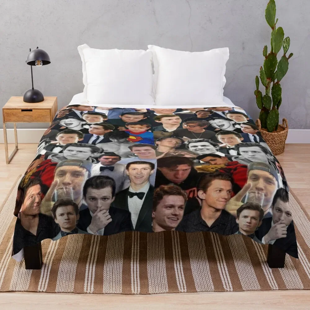 

Tom Holland Photo Collage Throw Blanket Durable Warm Blanket for Daily Home Use