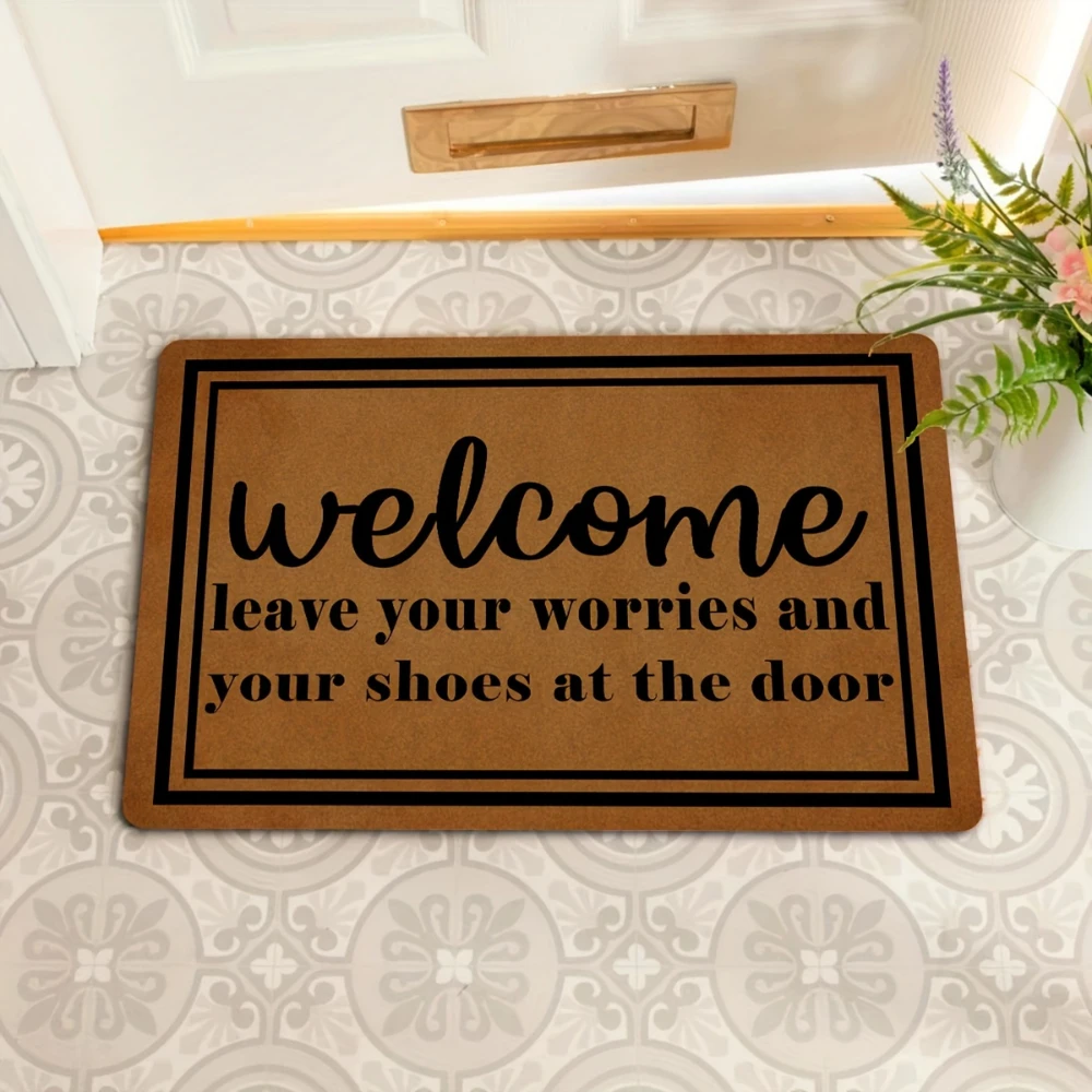 Welcome Leave Your Worries graphics welcome rug entryway hallway bedroom Entry Door Mat home decor Daily use Present