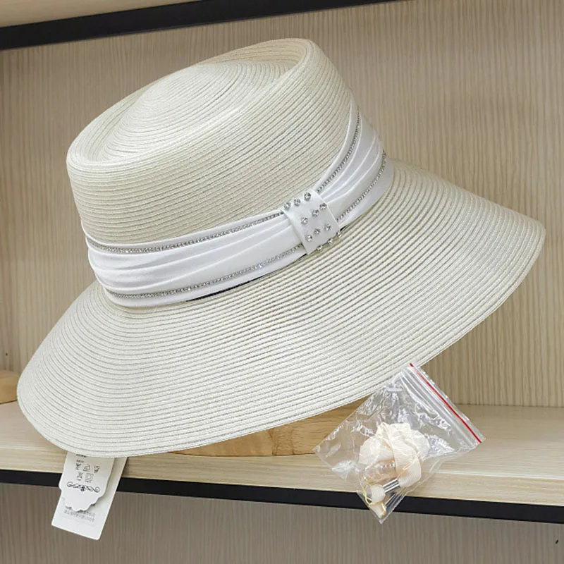 

Women Sun Hats Wide Brim Summer Hats Foldable Roll Up Straw Hat Rhinestone band Ring Top Beach Hat Chapeu Sombrero Derby Hats