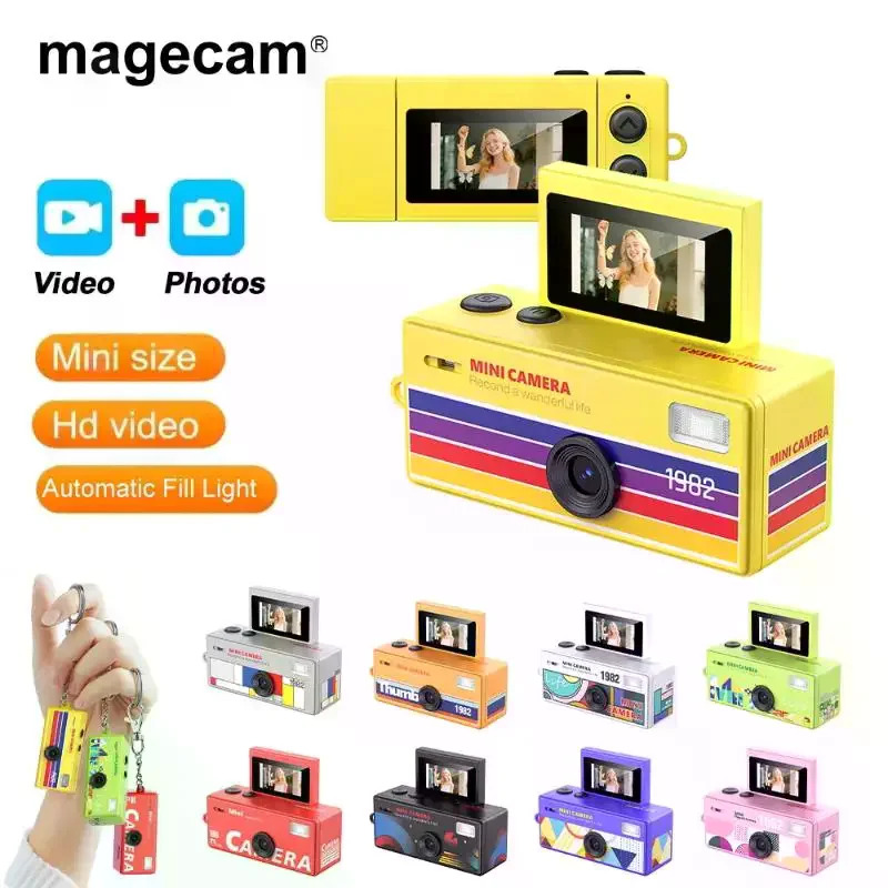 

Digital Camera Keychain Magecam 180° Flip Screen Selfie Retro Support Memory Card HD Video