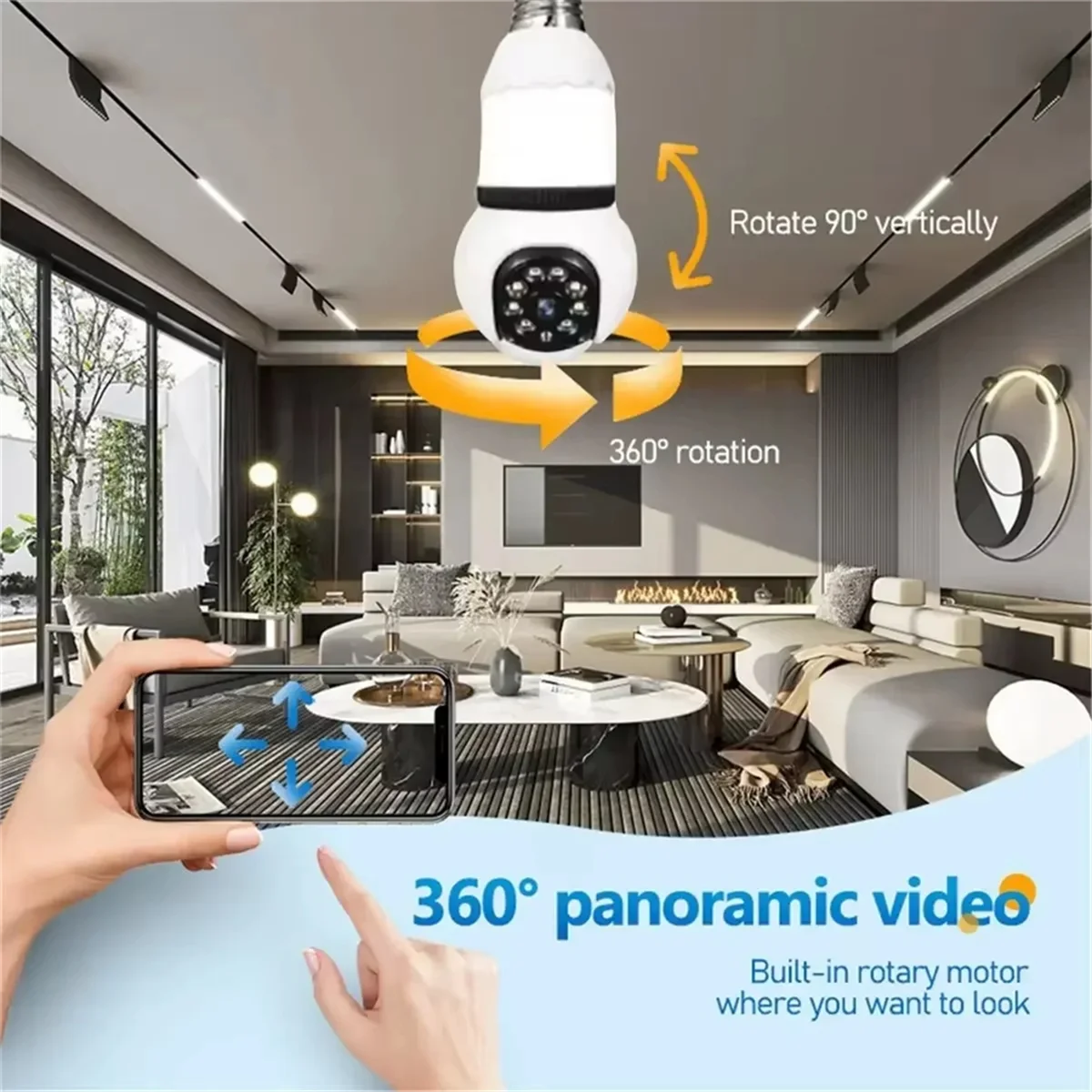 

ABNJ 8MP Lamp Bulb WiFi Camera 32G Memory Card Smart IP Camera Surveillance Two-Way Audio Color Night Vision 360° AI Tracking