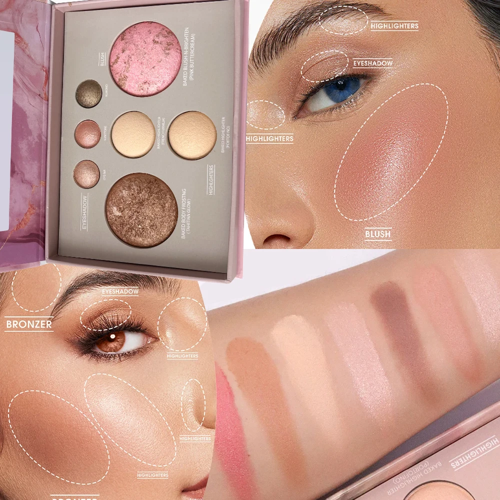 Multi-functional portable makeup palette, 7-color eyeshadow, contour, blush, highlighter all in one palette, easy to apply