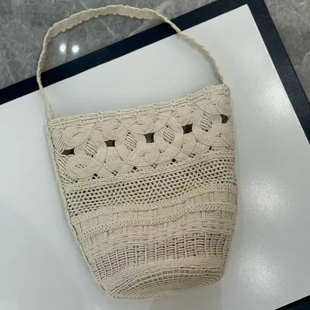 

Shoulder Straw Woven New Hollow-out Lace Straw Woven Casual Holiday Beach Bag Versatile Women's Bucket Versatile Premium