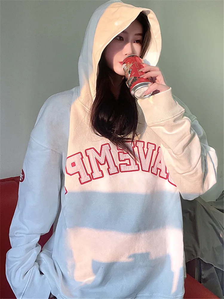 Cavempt Embroidered Letters Couple Hoodie Pure Cotton Casual Japanese Fashion Ins Red Blue White Hoodie Top Men and Women