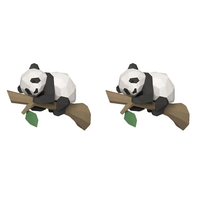 DT39 2X 3D Animal Paper Model, for Panda on the Tree Geometric Origami for Home Decor, Wall Decoration Educational Kids