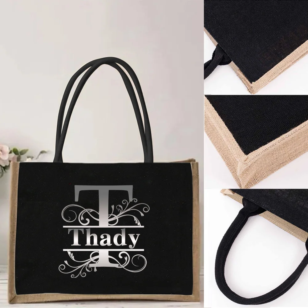 اسم مخصص شخصي صديق للبيئة للمتسوقين حقيبة أزياء عادية سعة كبيرة حقائب التنقل حقيبة يد بسيطة من القطن والكتان