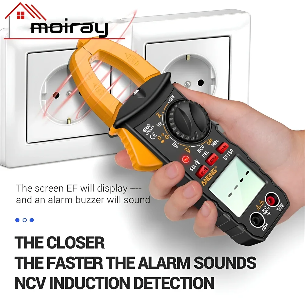 ANENG ST180 4000 Counts Digital Clamp Meter AC Current Multimeter Ammeter Voltage Tester Car Amp Hz Capacitance NCV Ohm Tool