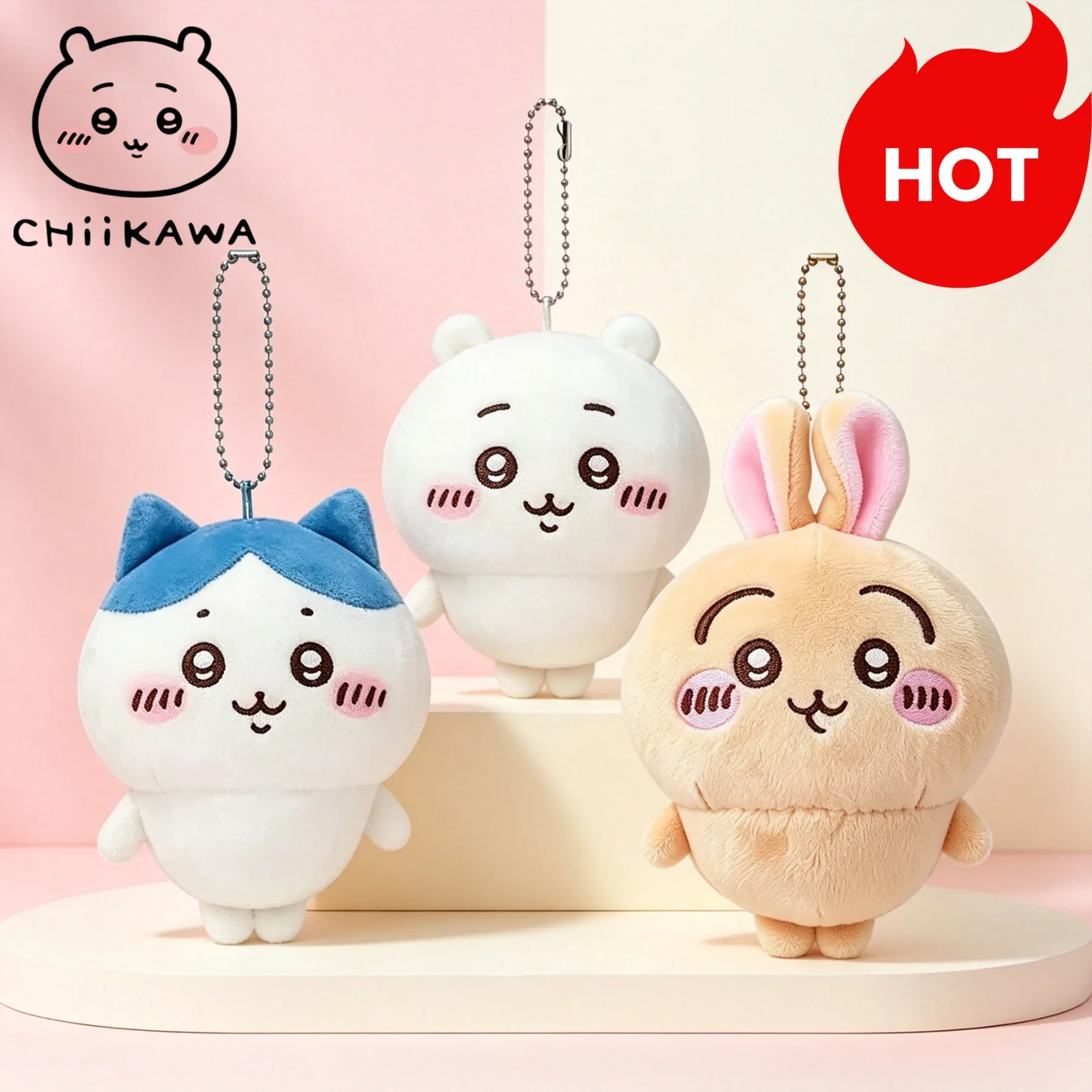 Chiikawa Anime 10cm Plush Doll Kawaii Usachi Keychain Hachiware Stuffed Pendent Cute Cartoon Backpack Bag Charm Toy Gift