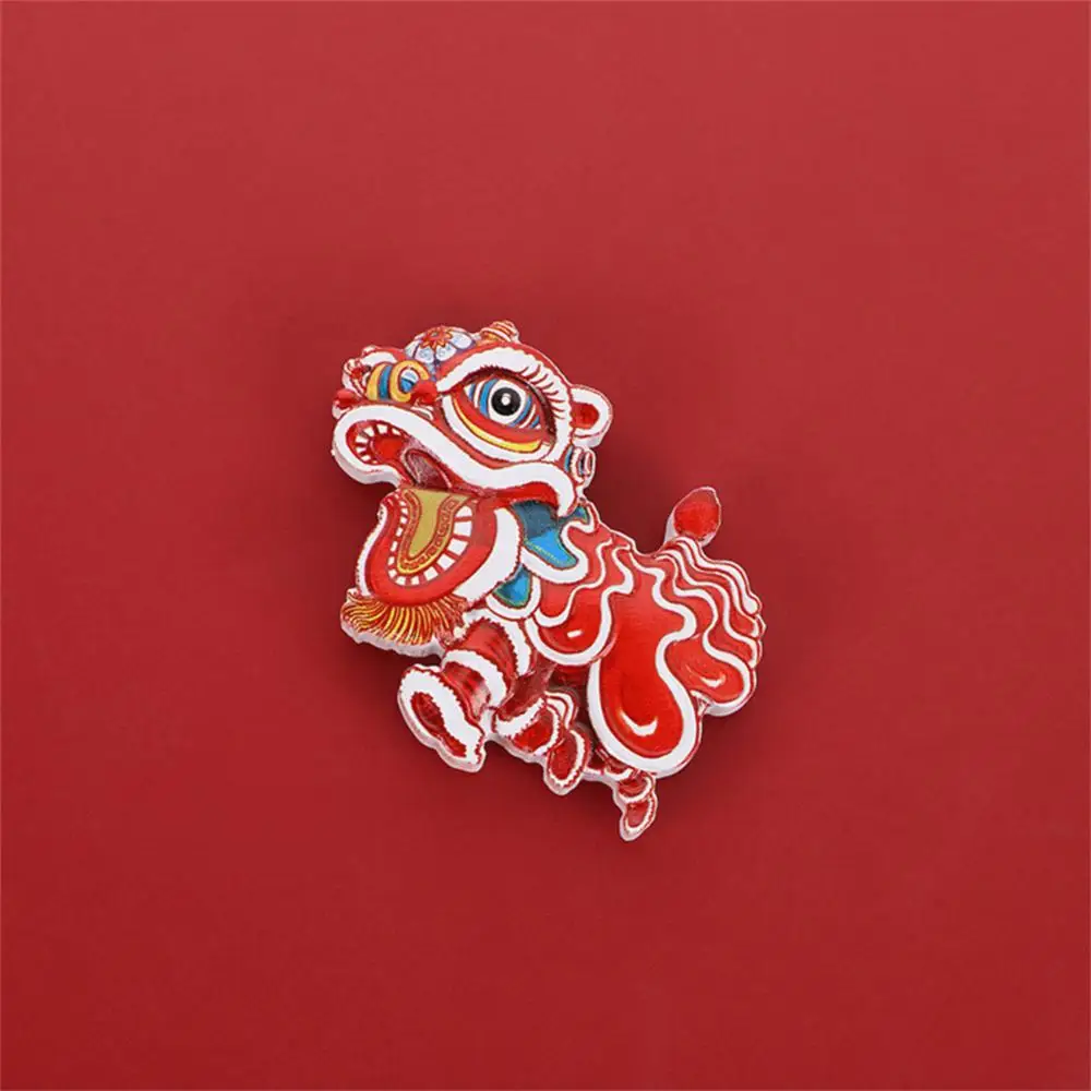 Chinese Leeuw Ontwaken Koelkast Stickers Schattige Creatieve Hars Draak En Leeuw Dans Koelkast Stickers Lente Festival