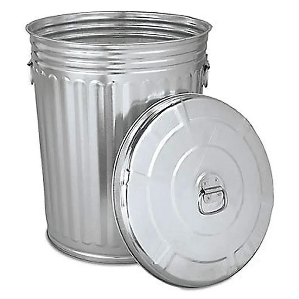 Supreme Quality Stainless Steel Brush Pre-Galvanized Trash Can W/Round Lid, 20 Gallon