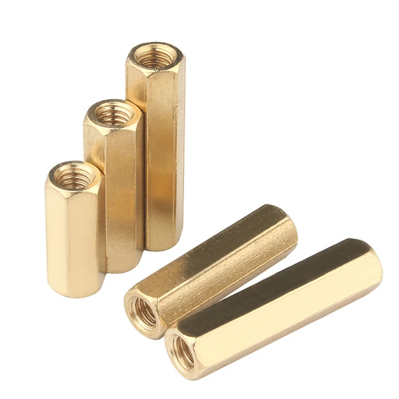 10pcs/lot Hex Female to Female M2 M2.5 M3 M4 M5  brass standoff spacer Hexagonal Stud Spacer Hollow Pillars Screw