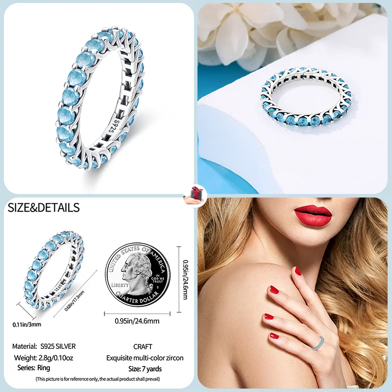 Anillo azul trenzado Brillante De plata de ley 925 para mujer, sortija de circonita colorida, joyería exquisita para compromiso, fiesta de boda, regalo