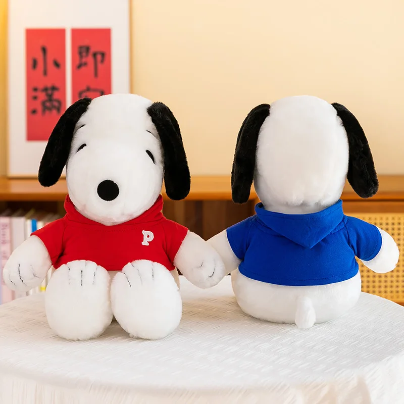 New Cute Kawaii Snoopy Plush Toy Hoodie Dog Stuffed Doll Kids Mall Event Exchange Gift For Girls Home Bedroom Decor Soft Fluffy