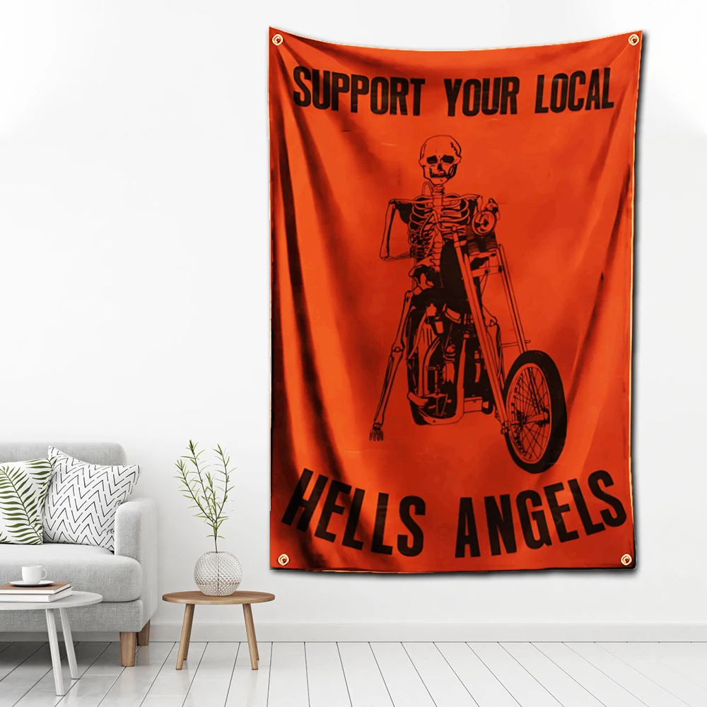 60x90cm Hells Angels MC Flag Polyester Digital Printing Banner for Garage Wall Art Out Door Decoration
