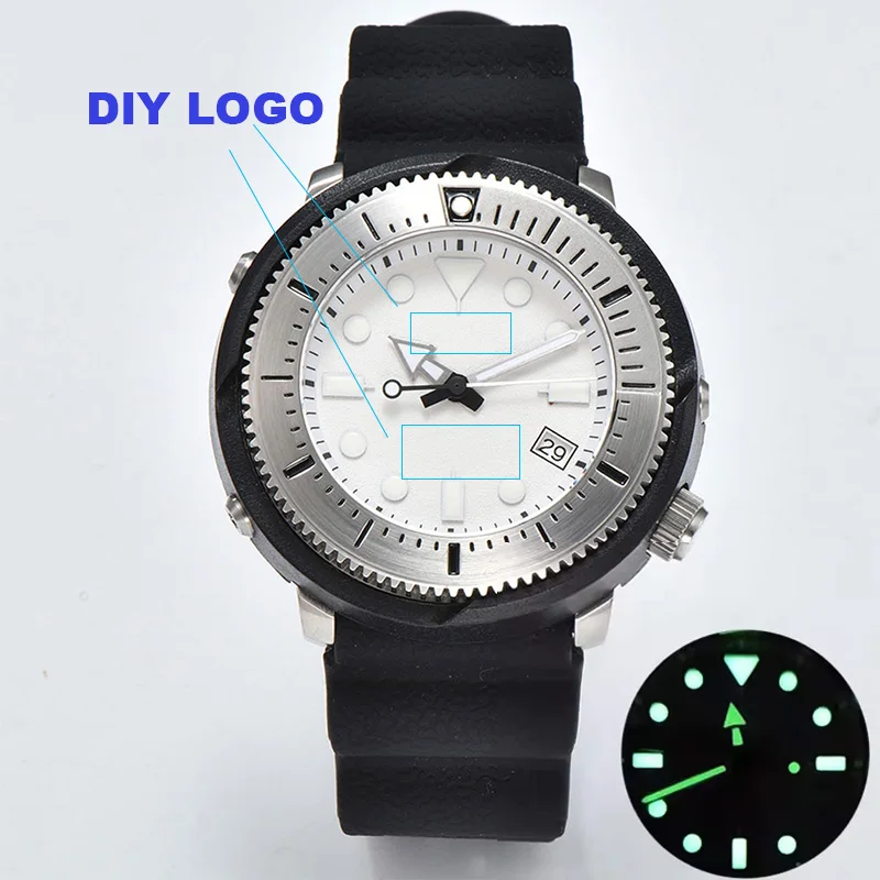 

DIY men's watch NH Movement 35 automatic mechanical movement Watch waterproof submersible stainless steel case dial