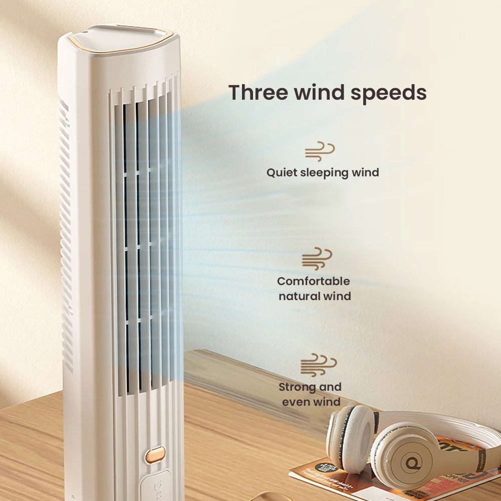 Vertical Fan Rechargeable Tower Fan 3-Speed Wind Speed Adjustment Portable Quiet Summer Cooling Fan For Home Office Kitchen