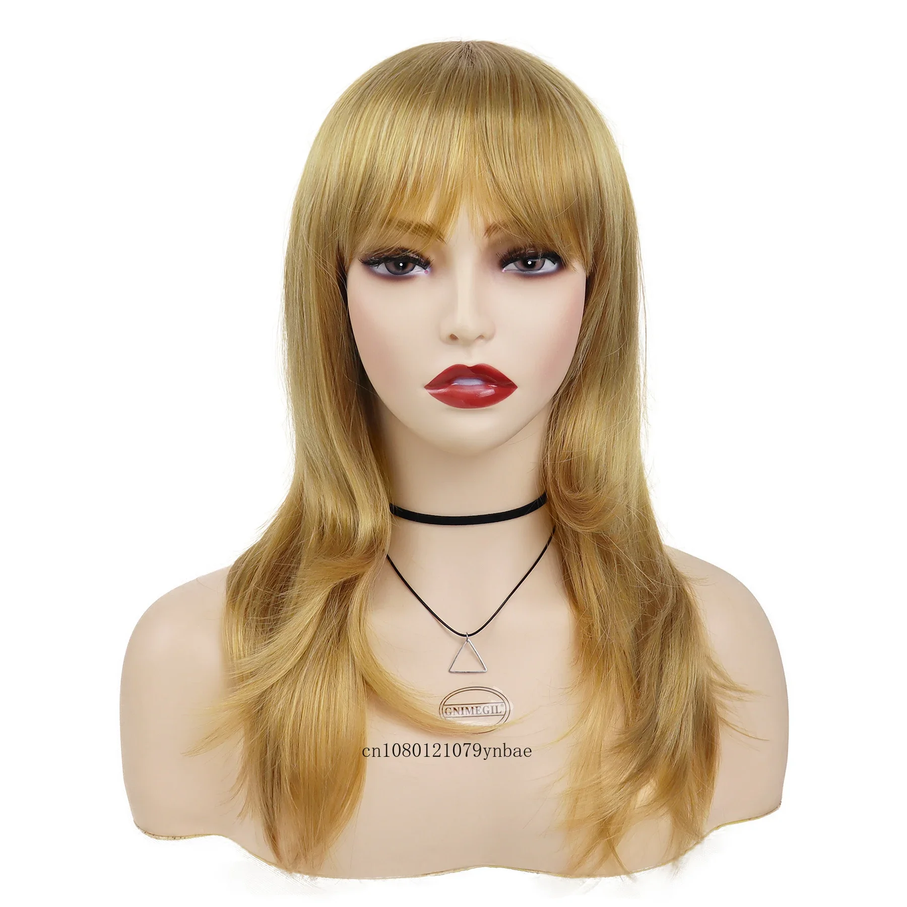 Blonde Natural Straight Wigs Synthetic Long Blond Wig with Bangs for Women Girls Daily Party Cosplay Halloween Heat Resistant