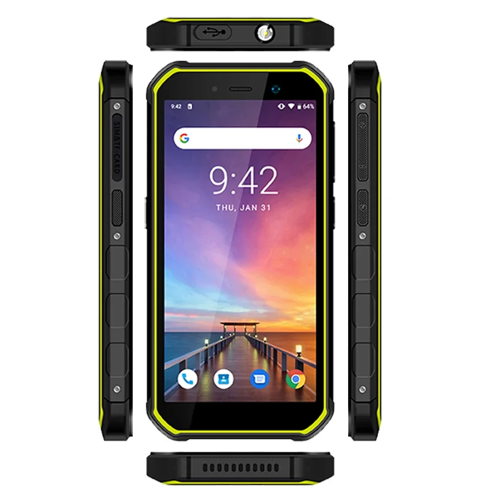 X2 5.5 Inch Screen Mobile Phone 5100mah Big Battery Quick Charging Android 10 Waterproof Ip68 Rugged Smartphone