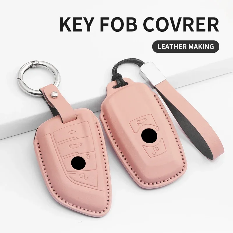 TU Leather Car Key Case Cover For BMW X1 X3 X4 X5 X6 X7 F10 F20 F30 G20 G30 G01 F15 F16 G02 G05 Car Key Protector Shell