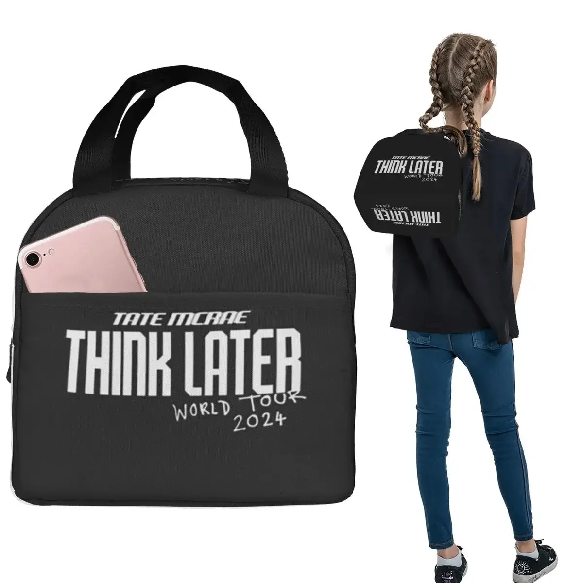 

Термосумка для обедов Tate Mcrae Think Later World Tour 2024 для женщин и детей, герметичная, для еды, термосумка-тоут
