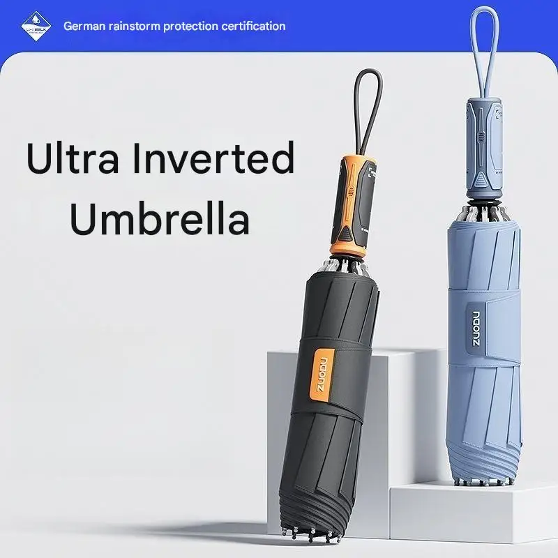 Fully Automatic Umbrella Men's Extra Large Thickened Reinforced Windproof Heavy Rain Special Car Reverse Folding Umbrella