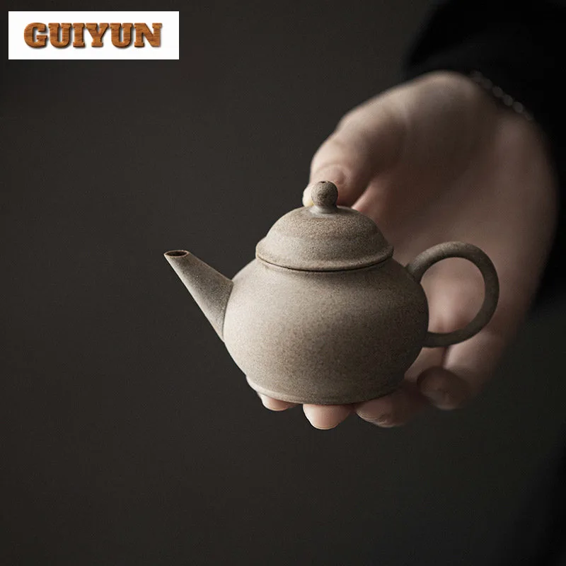 

80ml Retro Quarterly Kiln Ceramic Teapot Handmade Pre-burn Pot with Filter Retro Small Pottery Kettle Kung Fu Tea Set Gifts