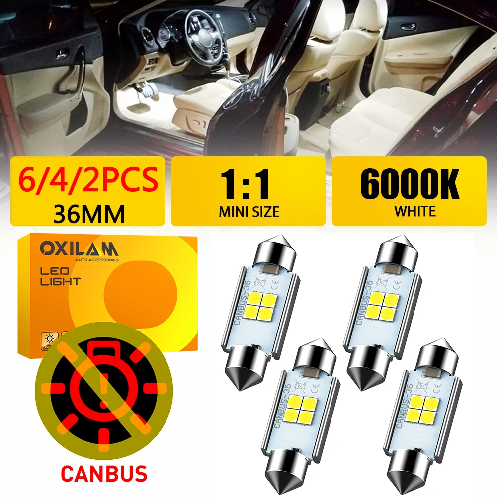 

6/4/2Pcs 36mm C5W C10W LED Festoon Canbus White Car Interior License Plate Lights 12V For VW Golf 3 4 5 6 Passat B6 B5 3c Polo