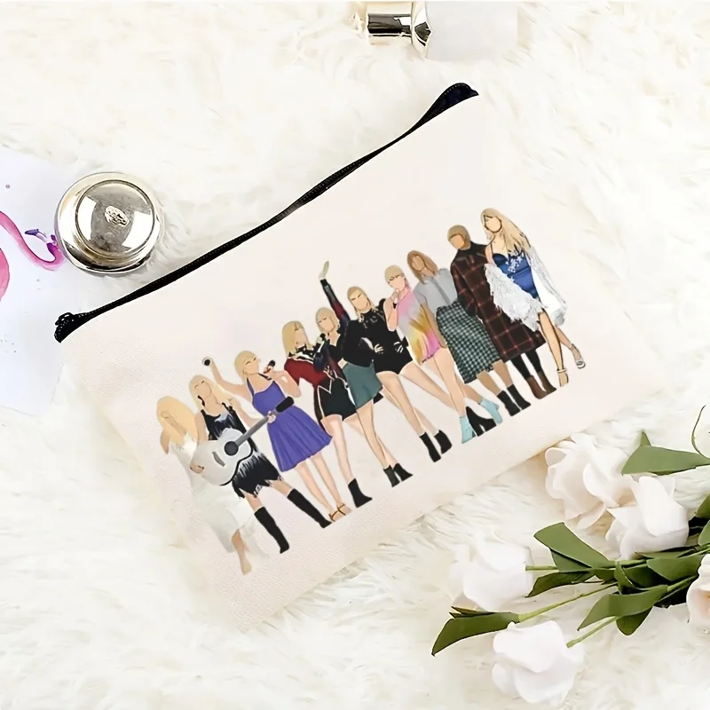 A fashion girl pattern cosmetic bag-cute multifunctional zipper handbag, jewelry storage bag.