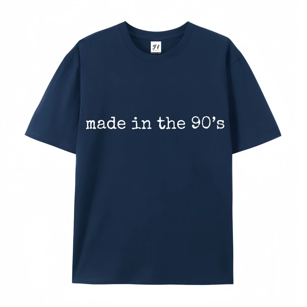 Made In The 90's Letter Graphic T-Shirt Pure Cotton Tee Summer Short Sleeve Tops Vintage Retro Style Streetwear For Wemen Men