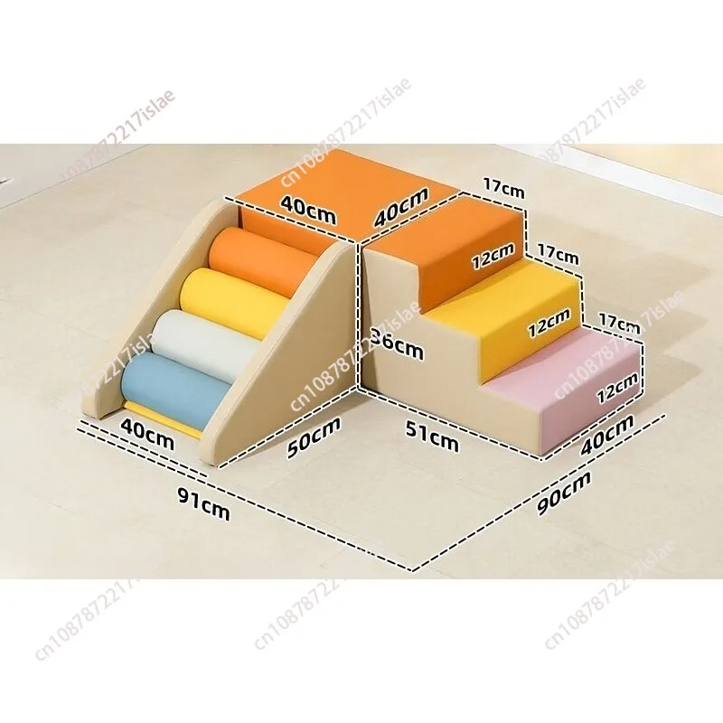 Soft Play Climb & Slide Set, Indoor Baby Climbing Frame, Foam Crawling Bed, Sensory Training Ladder