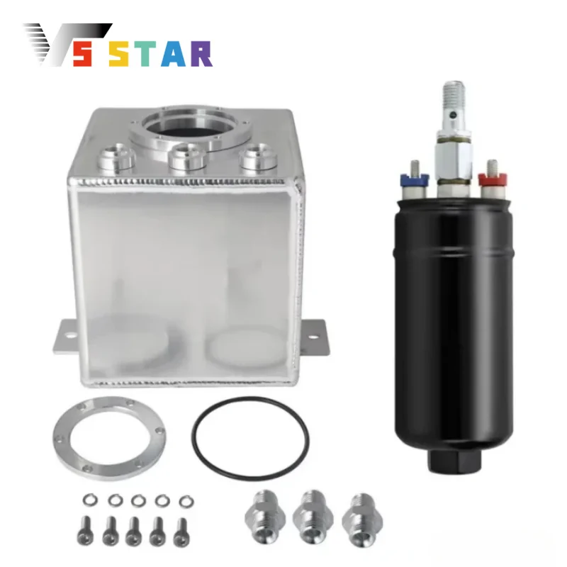 

2л 12В полированный алюминий с высоким расходом вихревой топливный бак AN6 фитинг и внешний топливный насос для бензинового насоса газ гоночный газ дизельный