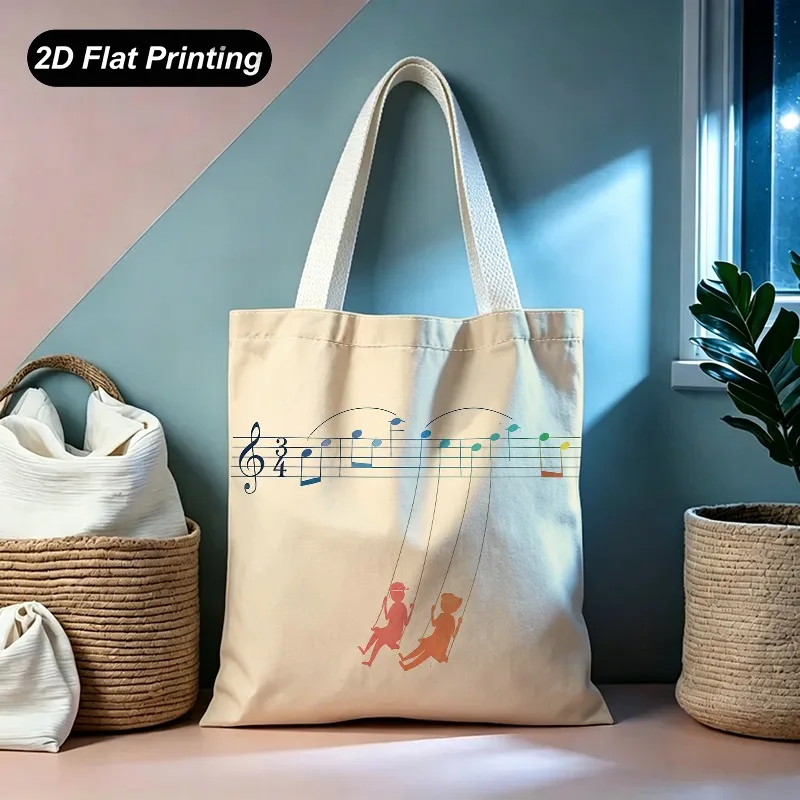 2DFlat Effect Printed Design - Not Textured Large Capacity，Printed Staff Notation With A Swinging Figure Patt